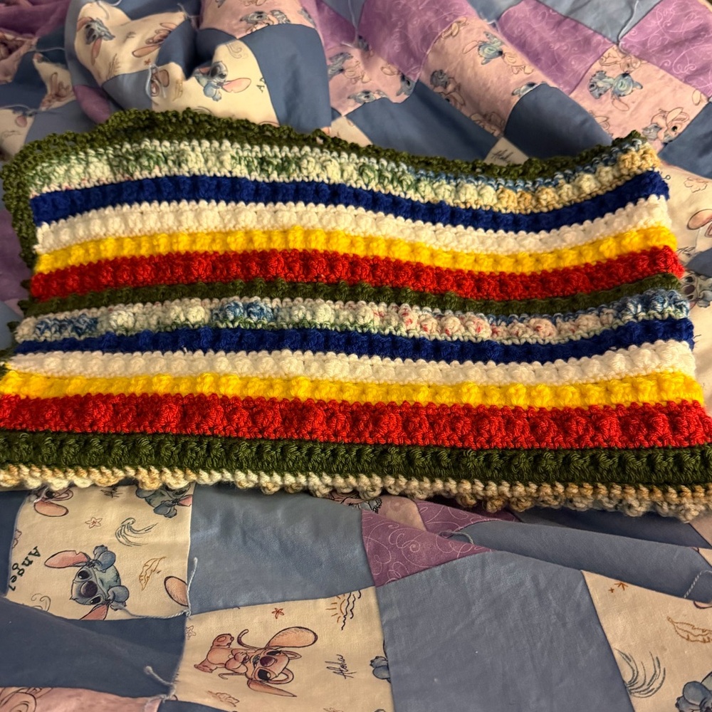 Colorful Striped crochet baby blanket